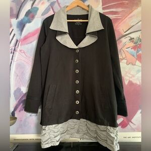 NEON BUDDAH black and grey trim cotton jacket layer top Sz M